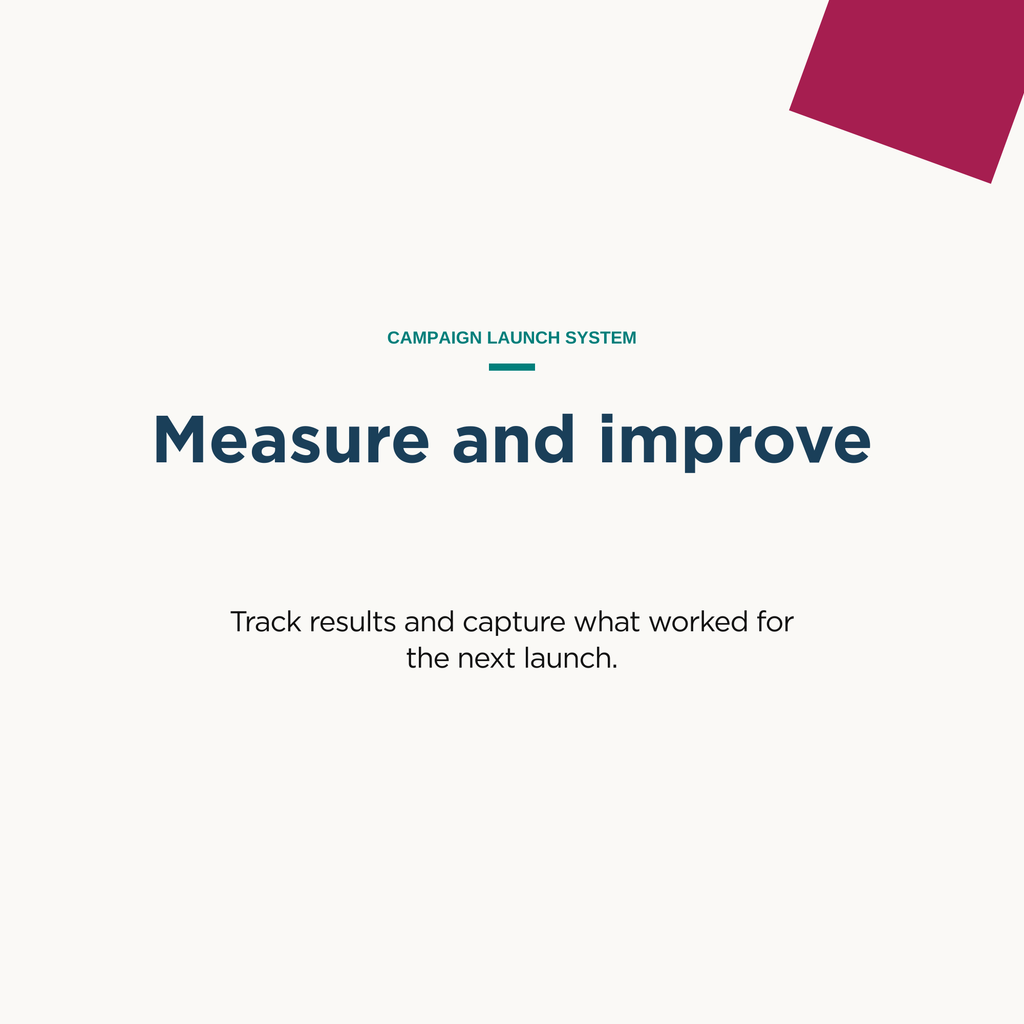 Measure and improve — campaign results tracking graphic