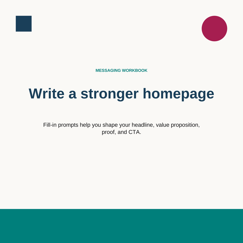 Graphic reading 'Write a stronger homepage'