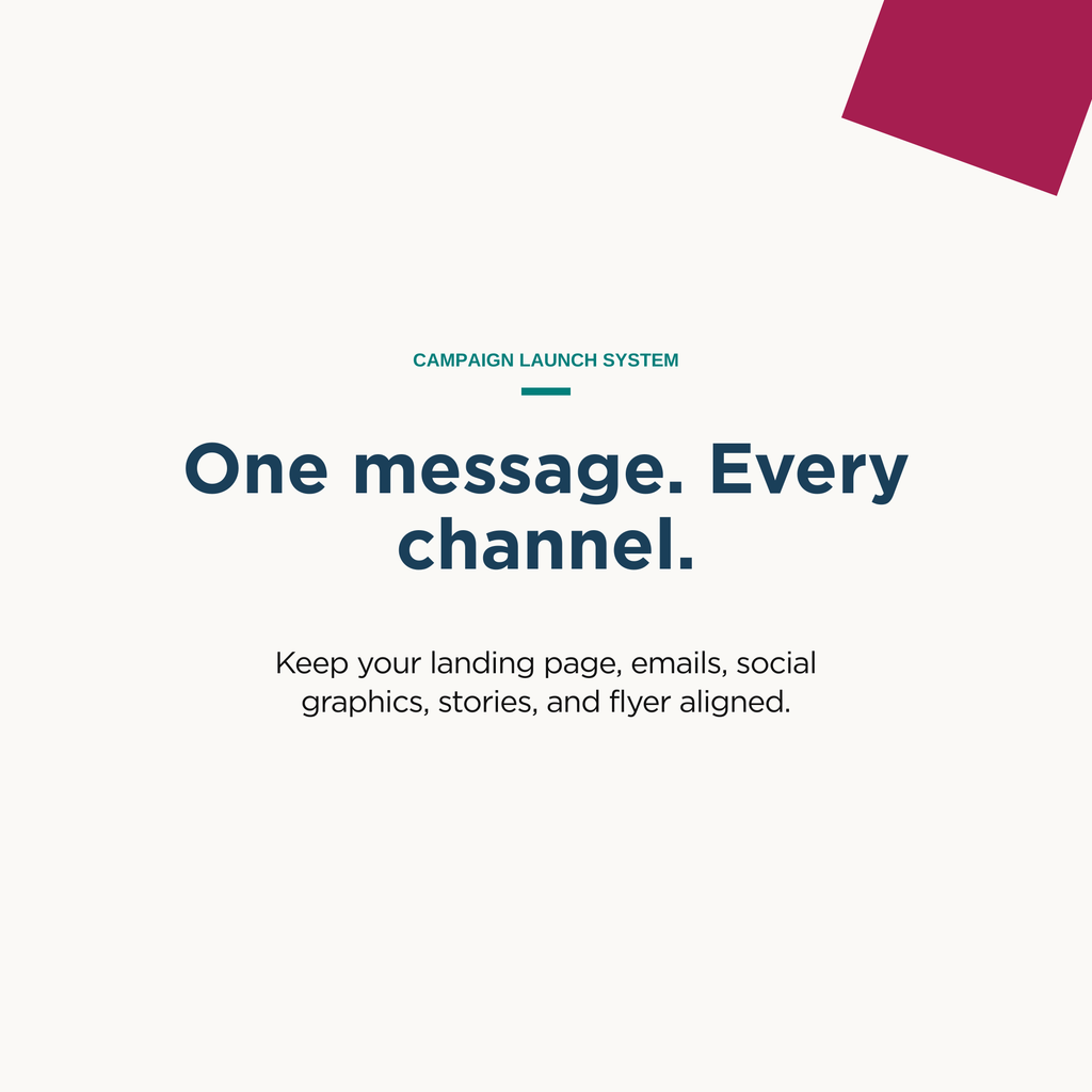 One message, every channel — coordinated campaign graphic