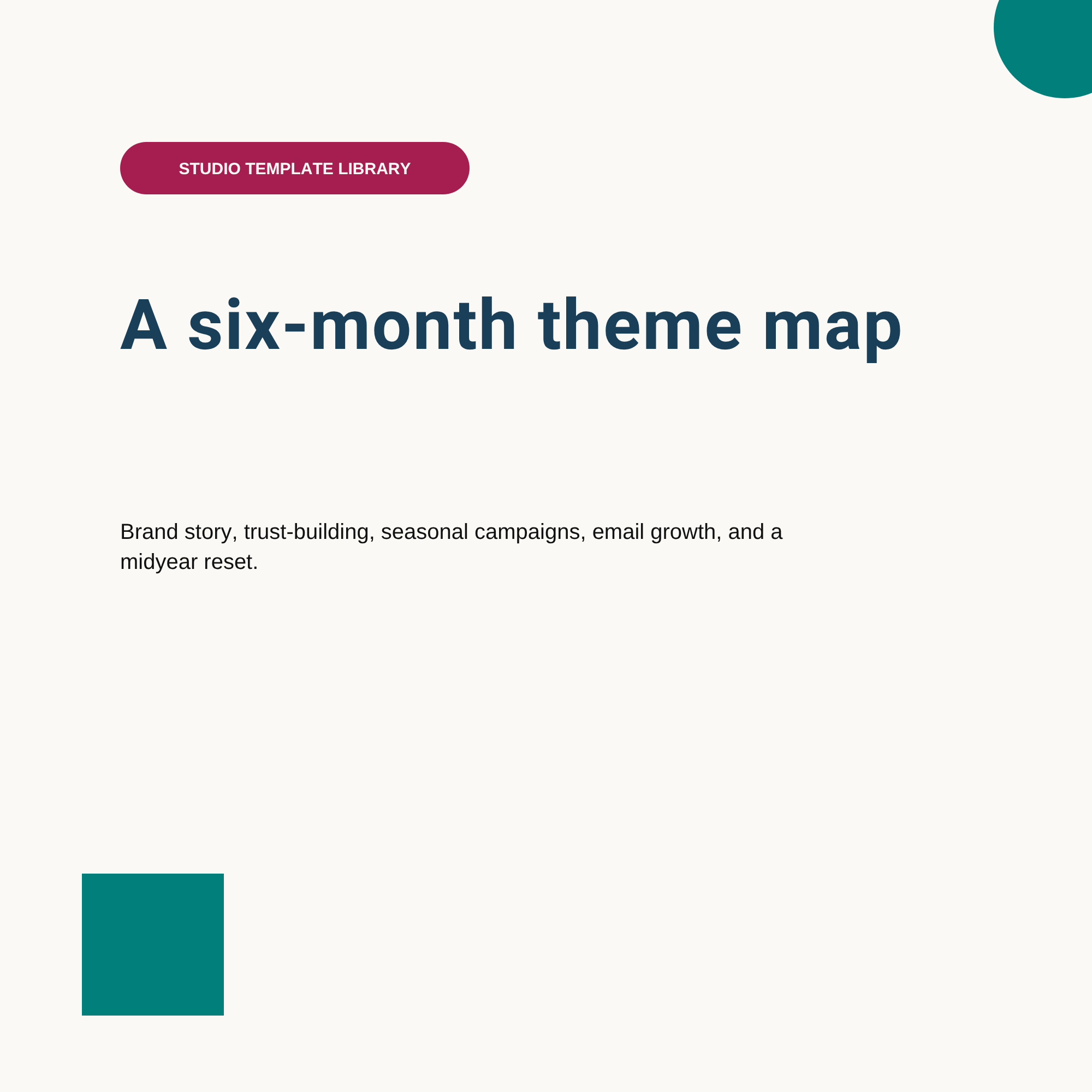 A six-month theme map — content roadmap graphic