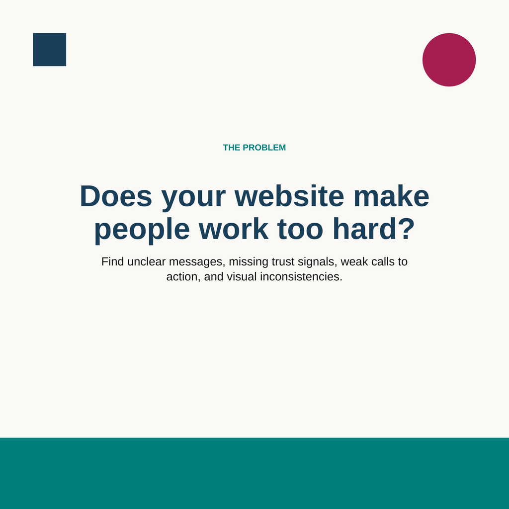 Graphic asking 'Does your website make people work too hard?'