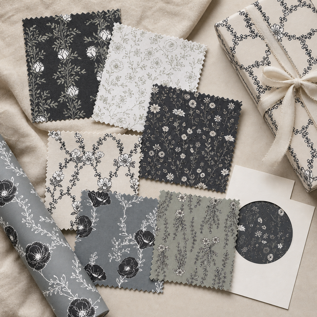 Botanical Pattern Collection hero image showing hand-drawn seamless floral repeat patterns
