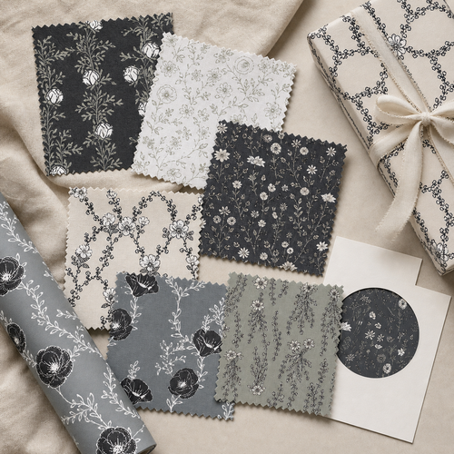 Botanical Pattern Collection hero image showing hand-drawn seamless floral repeat patterns