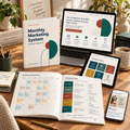 Monthly Marketing System: Content Planner & Reusable Canva Template Kit