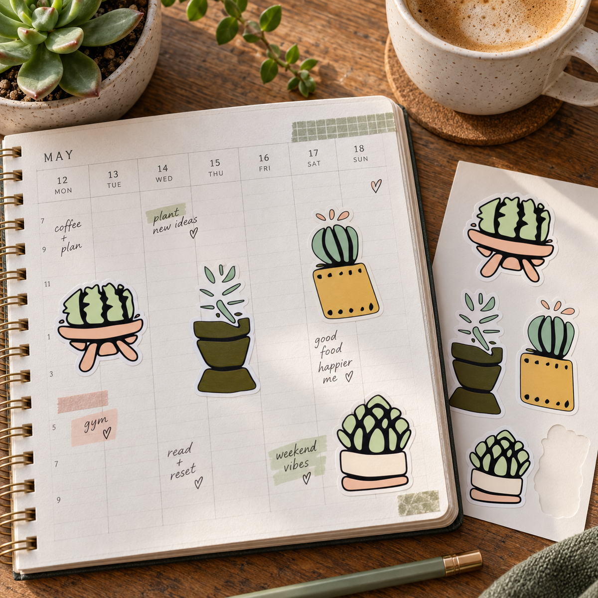 Modern Minimal Succulent Clipart Collection: 60 PNGs + EPS