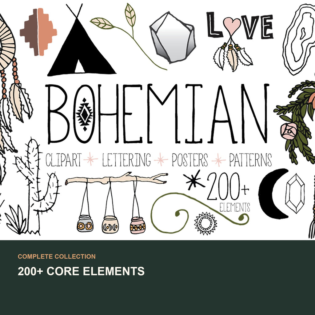 Modern Bohemian Maker Graphics Bundle | Digital Kit for Makers