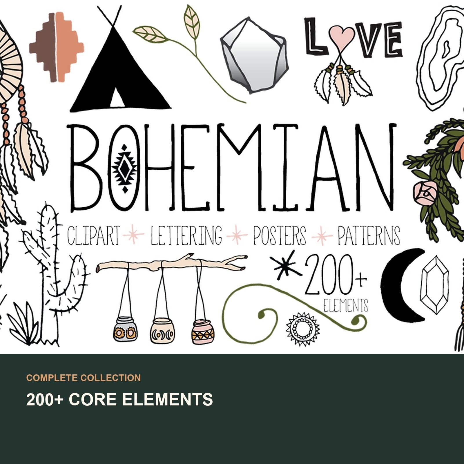 Modern Bohemian Maker Graphics Bundle | Digital Kit for Makers