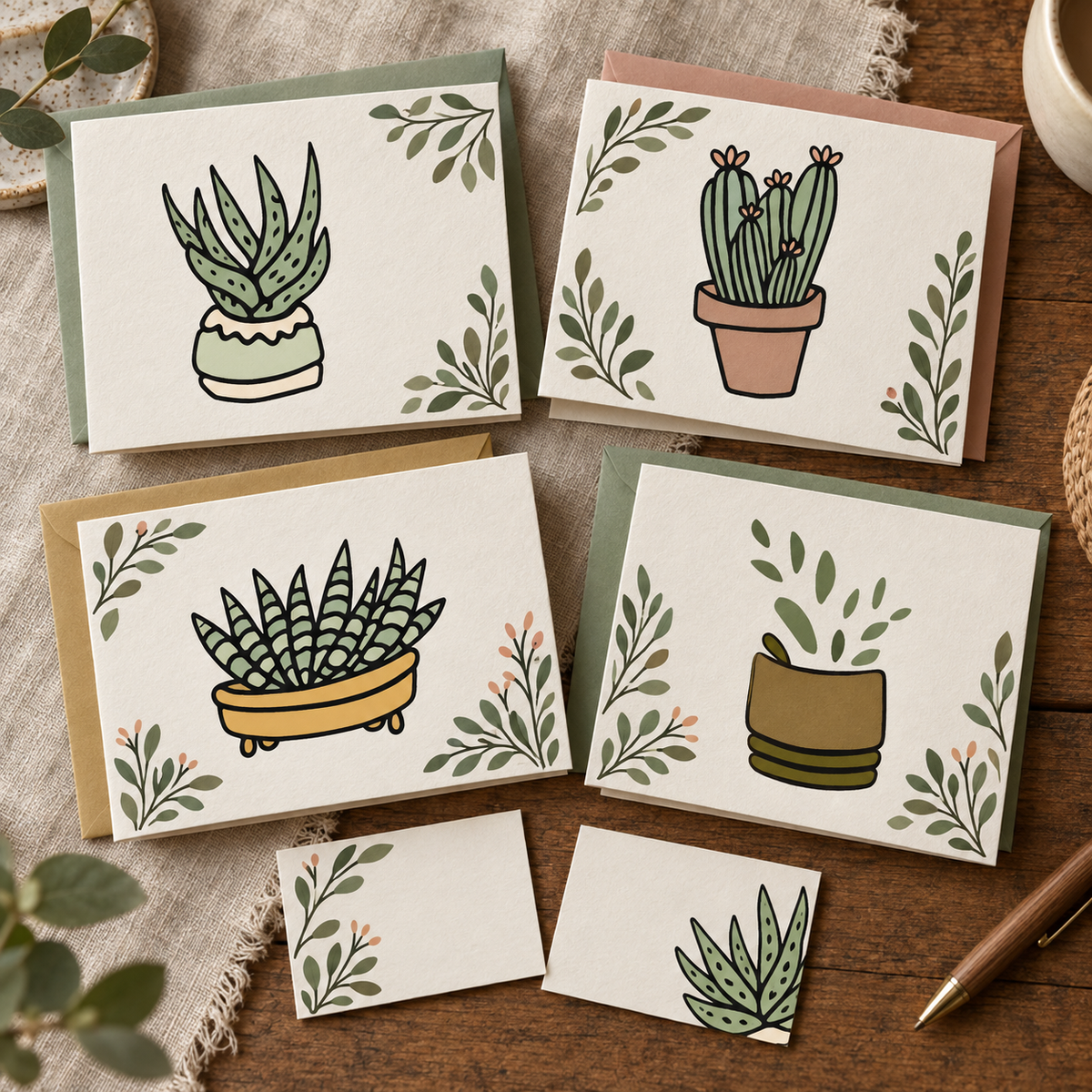 Modern Minimal Succulent Clipart Collection: 60 PNGs + EPS