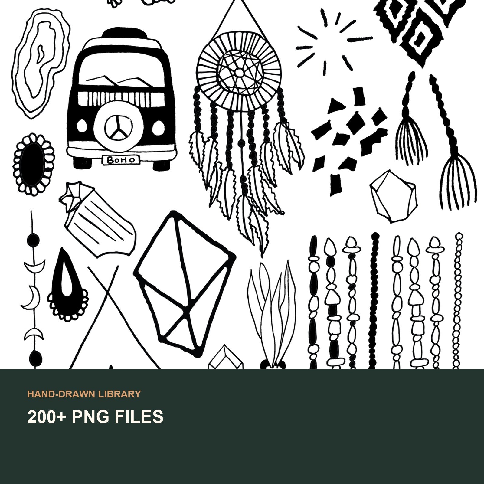 Modern Bohemian Clip Art Collection | Digital Clipart for Makers