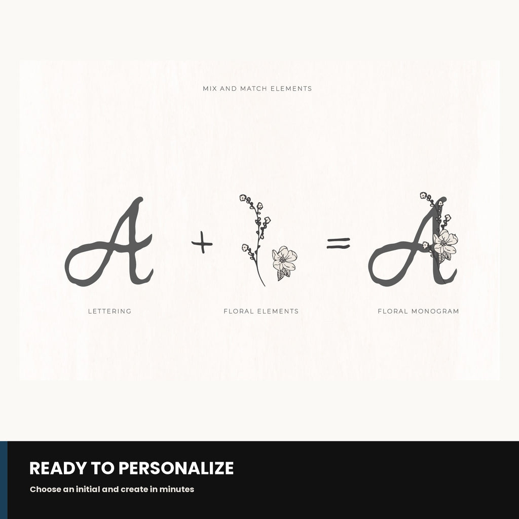 Example showing how to personalize a design using the floral monogram alphabet