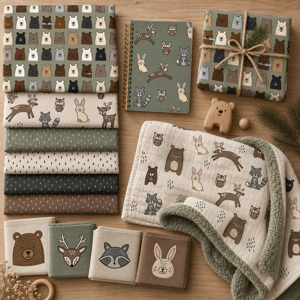 Woodland Patterns & Bear Faces