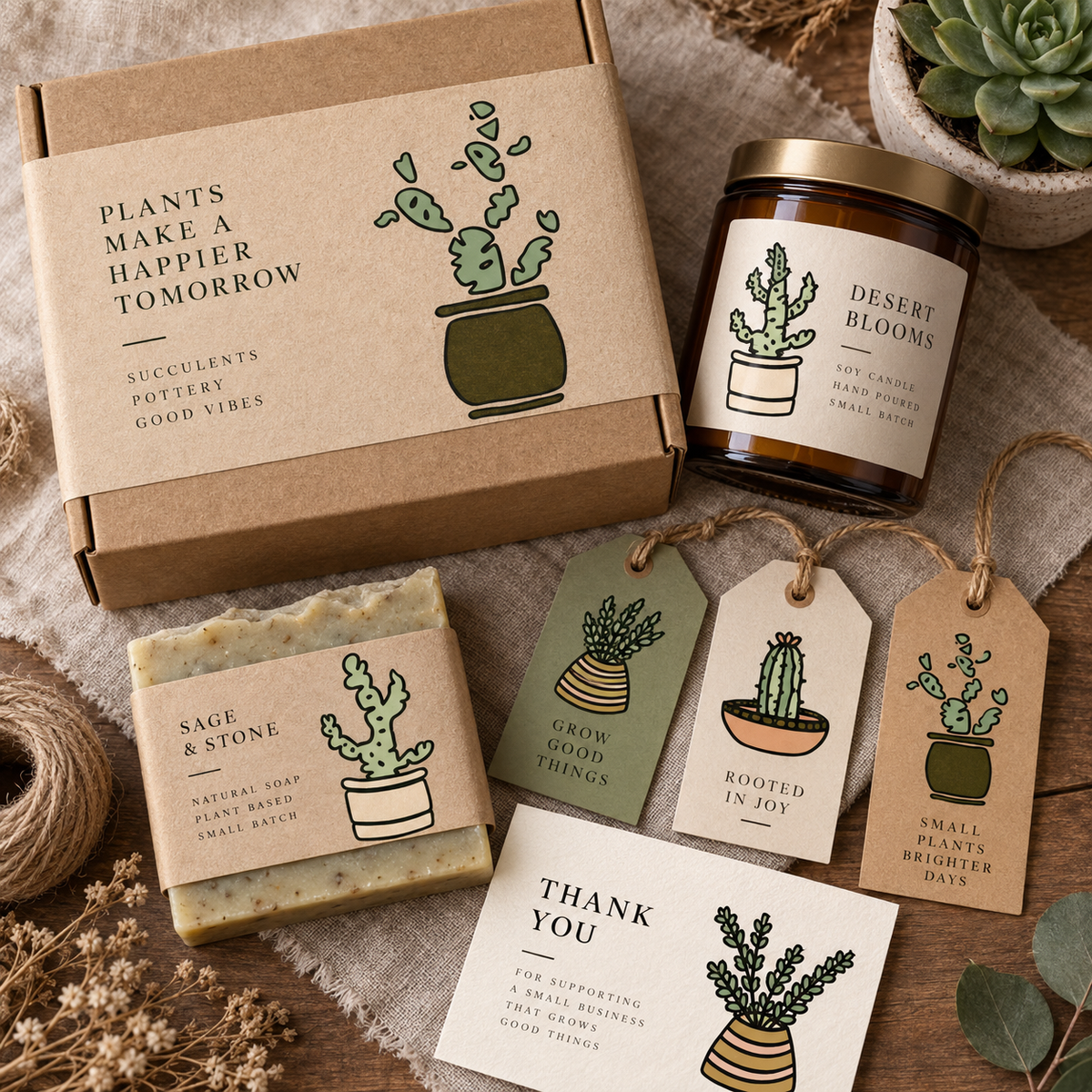Modern Minimal Succulent Clipart Collection: 60 PNGs + EPS