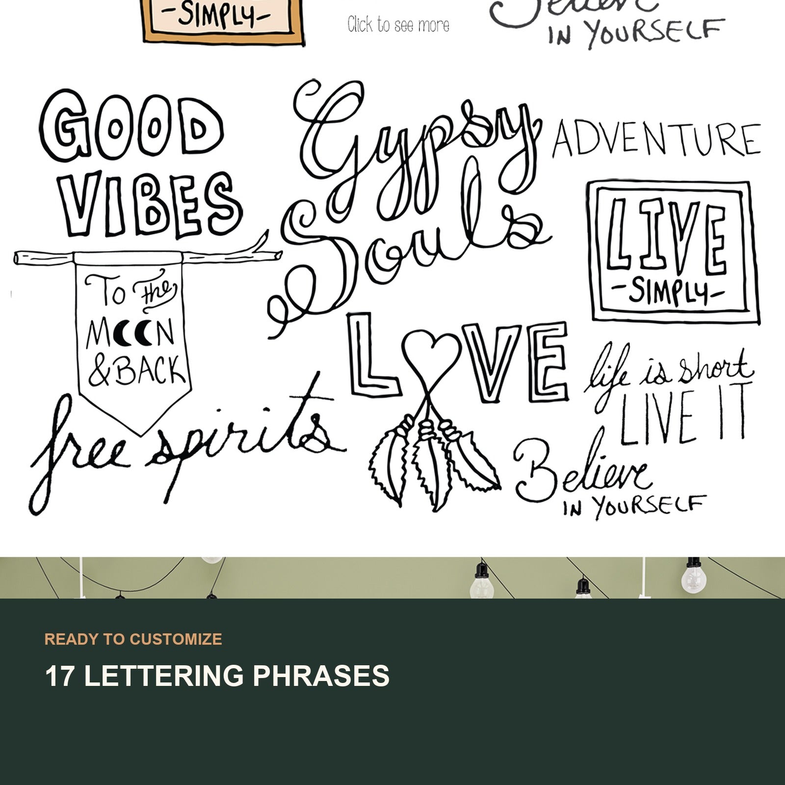 Modern Bohemian Maker Graphics Bundle | Digital Kit for Makers