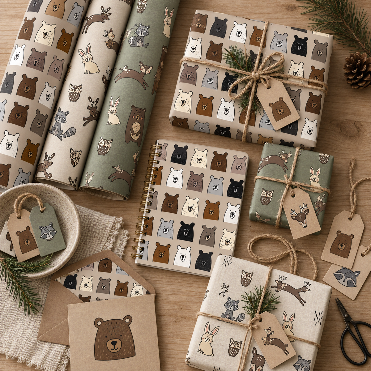 Woodland Patterns & Bear Faces