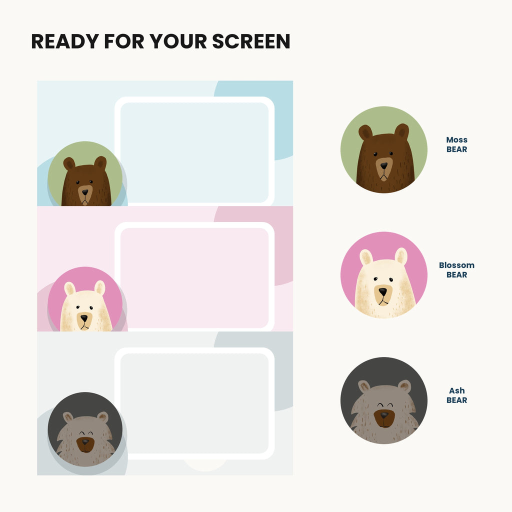 Three matching avatar and virtual-background pairs.