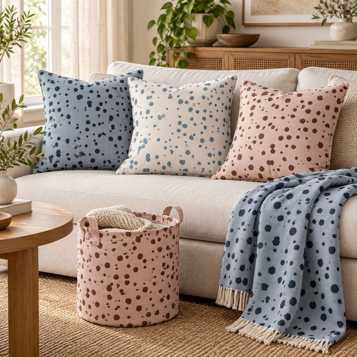 Modern Hand-Drawn Polka-Dot Seamless Pattern Collection: 12 Colorways
