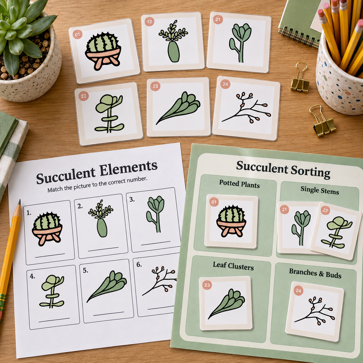 Modern Minimal Succulent Clipart Collection: 60 PNGs + EPS