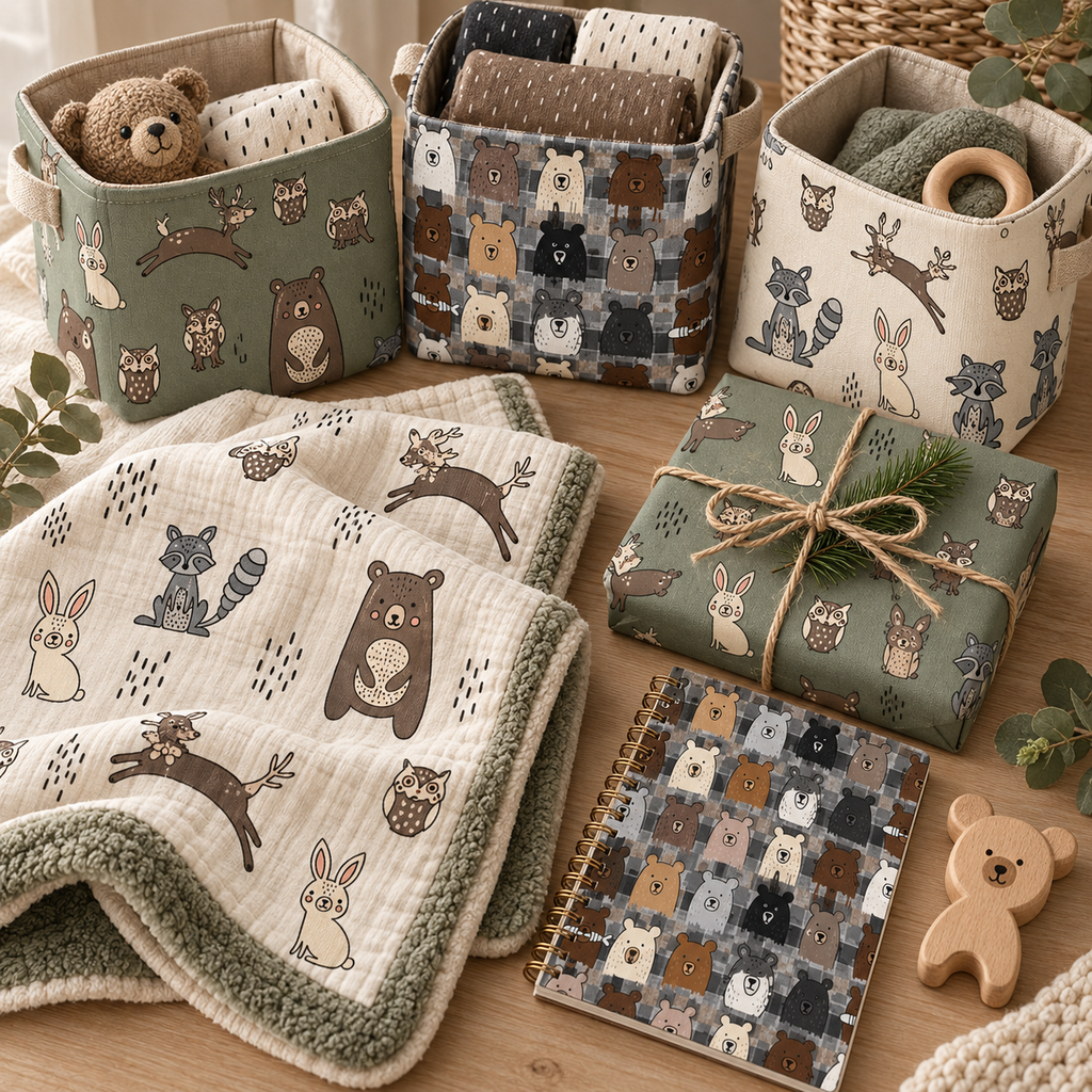 Woodland Patterns & Bear Faces