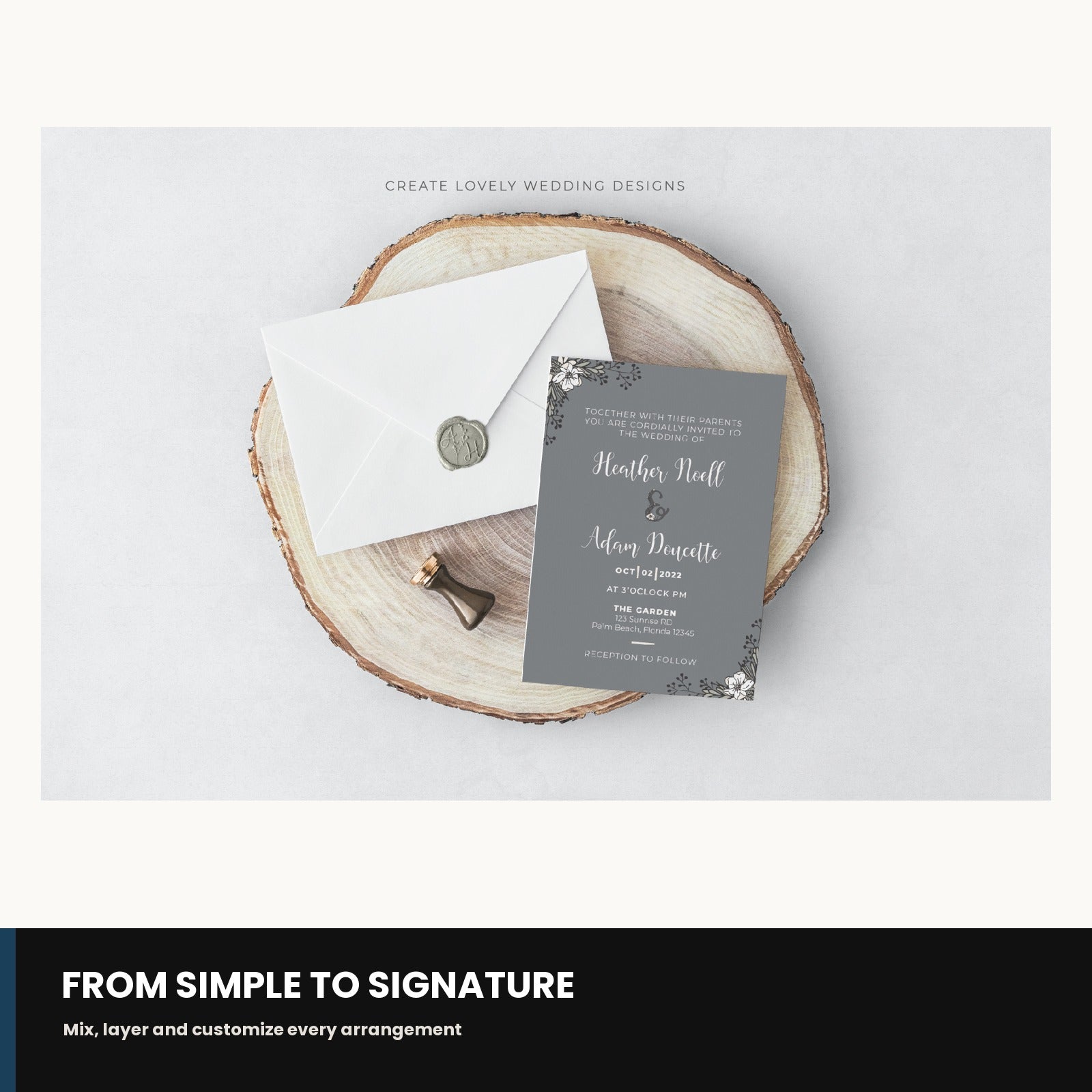 Botanical elements shown applied to stationery as a real-world application example