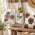 Photorealistic tote and tea towel using actual wildflower artwork.
