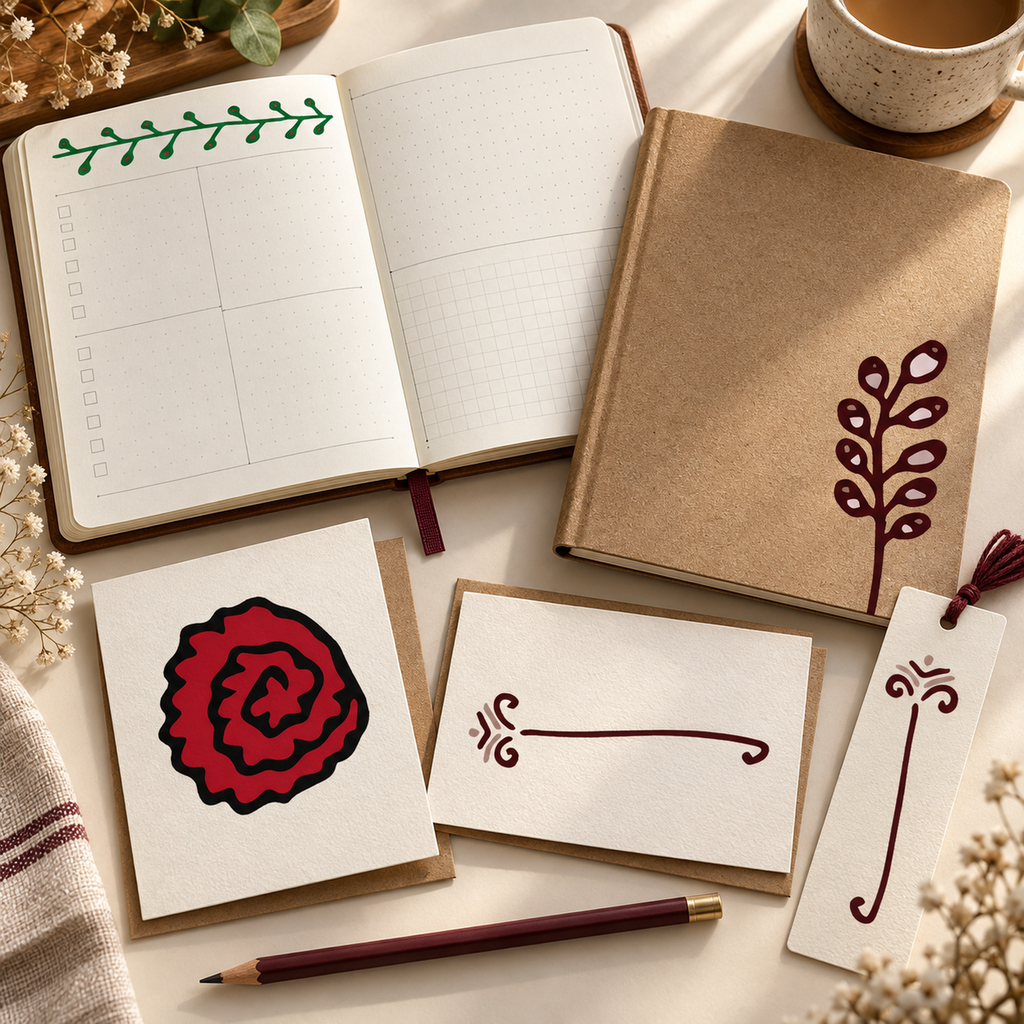 Photorealistic planner and stationery suite using actual botanical artwork.