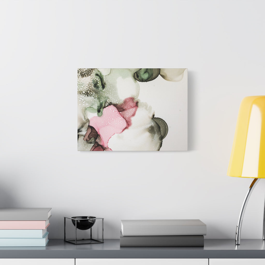 Abstract Pink & Sage Alcohol Ink Canvas Print — Modern Wall Art