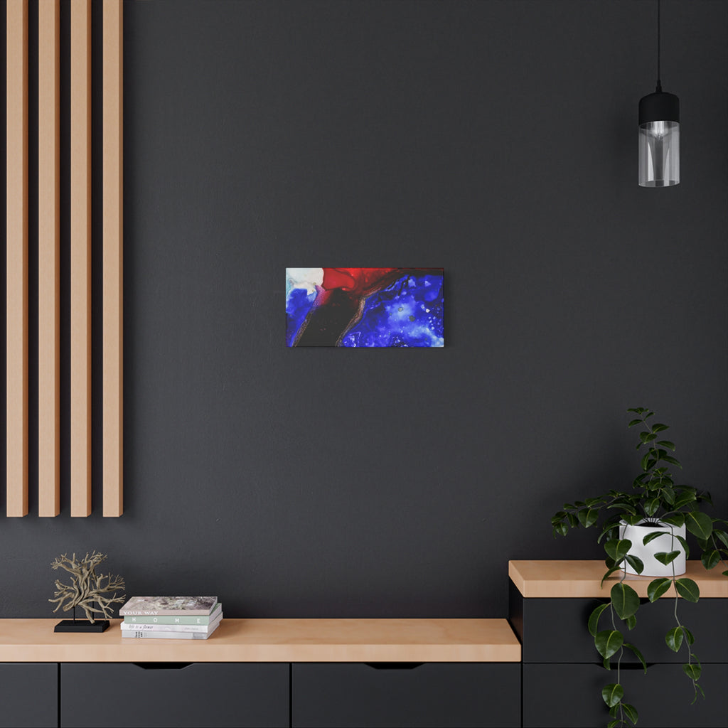 Abstract Geode Resin Art Canvas – Blue & Red Fluid Wall Art (Matte Stretched)