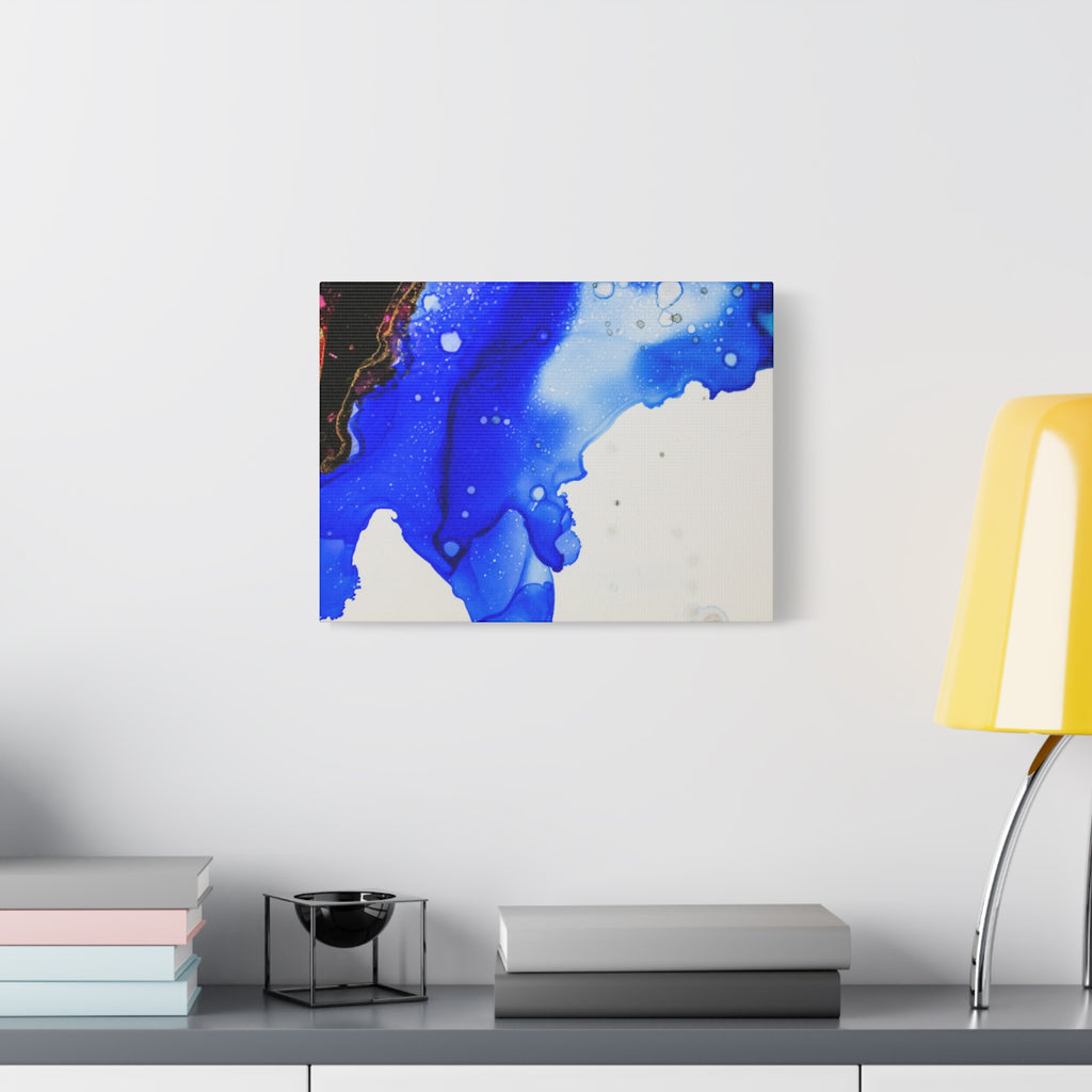 Abstract Blue Ink Art Canvas Print — Oceanic Fluid Painting