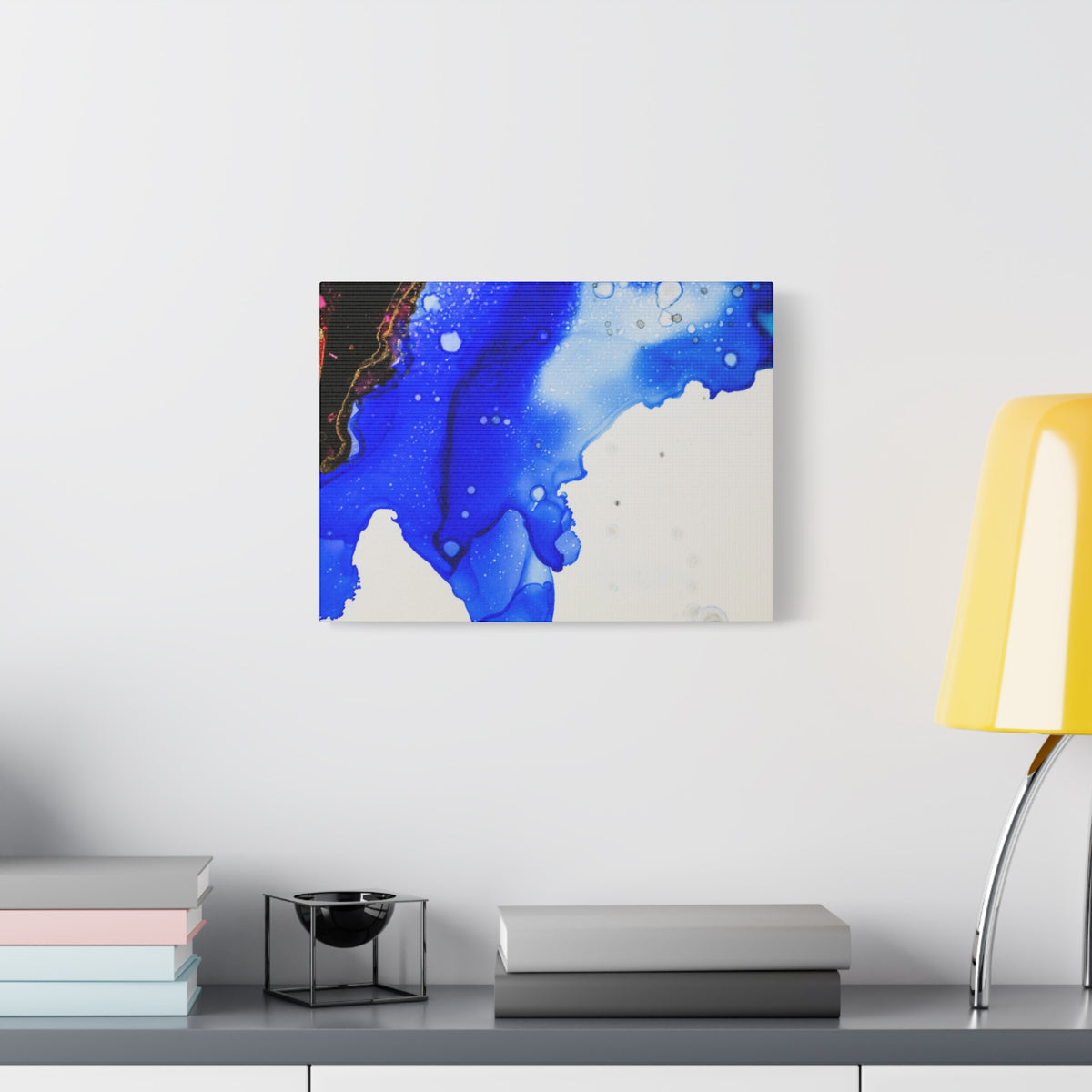Abstract Blue Ink Art Canvas Print — Oceanic Fluid Painting