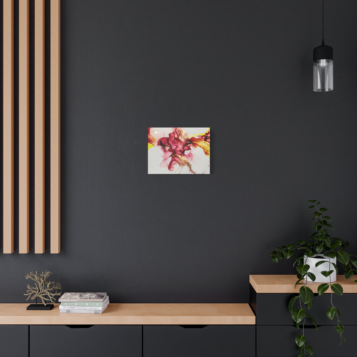 Abstract Pink & Gold Alcohol Ink Art Canvas Print — Matte Stretched Wall Art