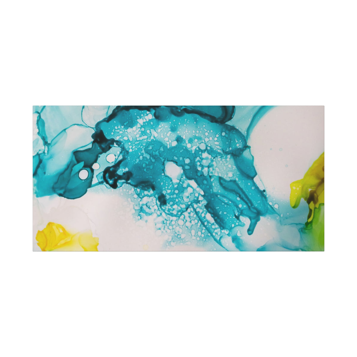 Teal & Yellow Abstract Fluid Art Canvas