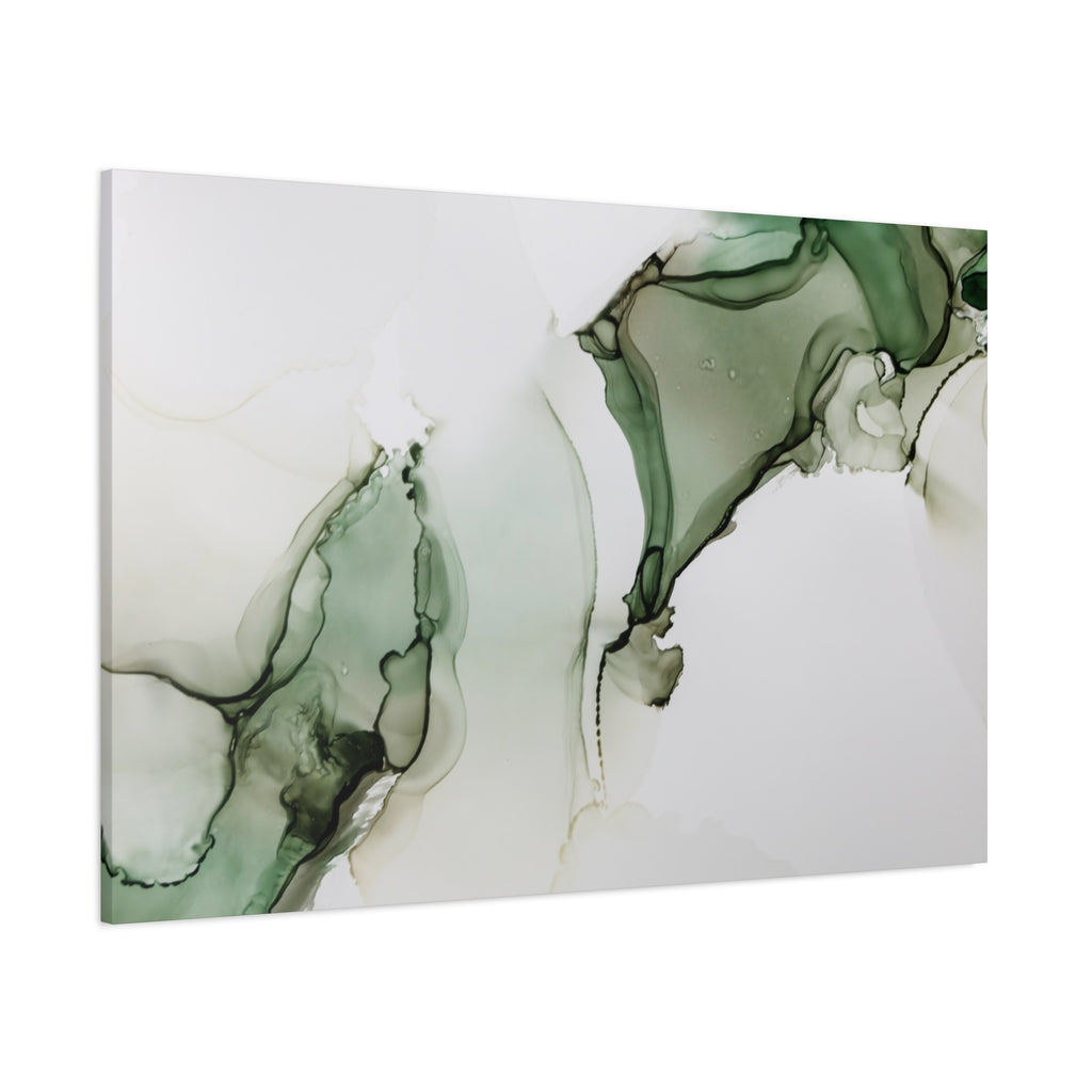 Green Ink Abstract Matte Canvas Print — Stretched 1.25" Wall Art
