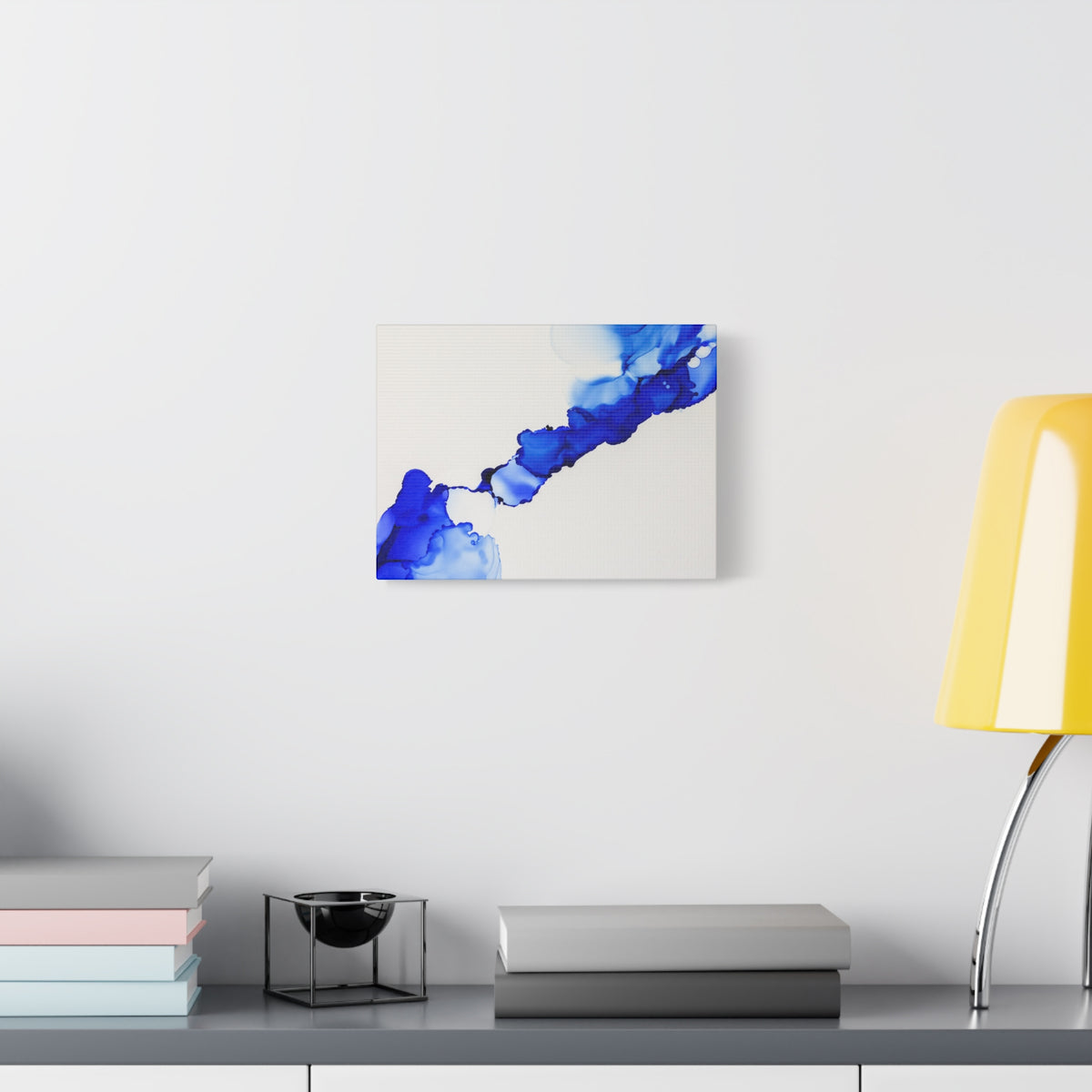Blue Ink Abstract Matte Canvas Print — Stretched 1.25\"