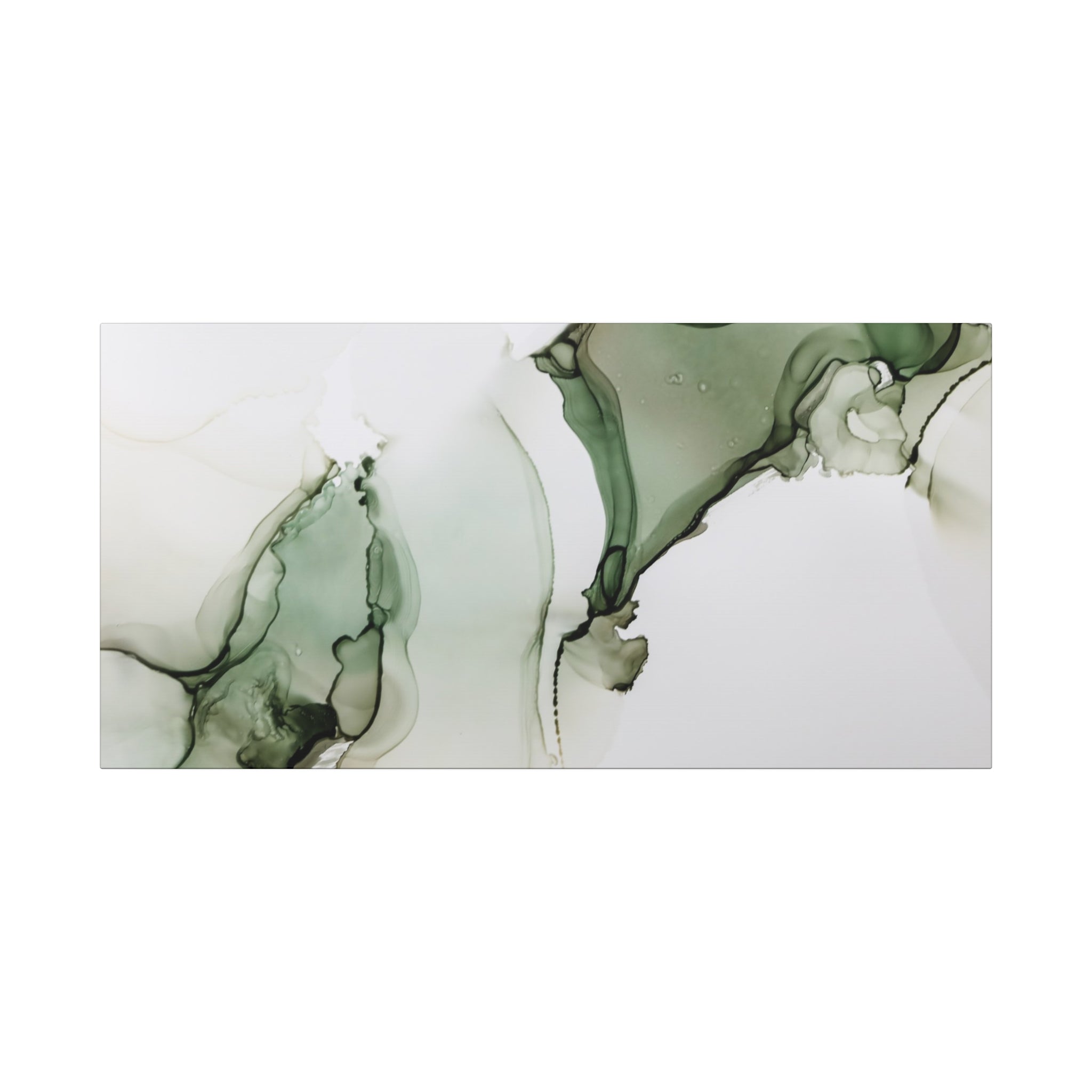 Green Ink Abstract Matte Canvas Print — Stretched 1.25" Wall Art