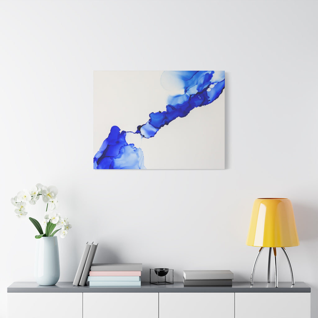 Blue Ink Abstract Matte Canvas Print — Stretched 1.25\"