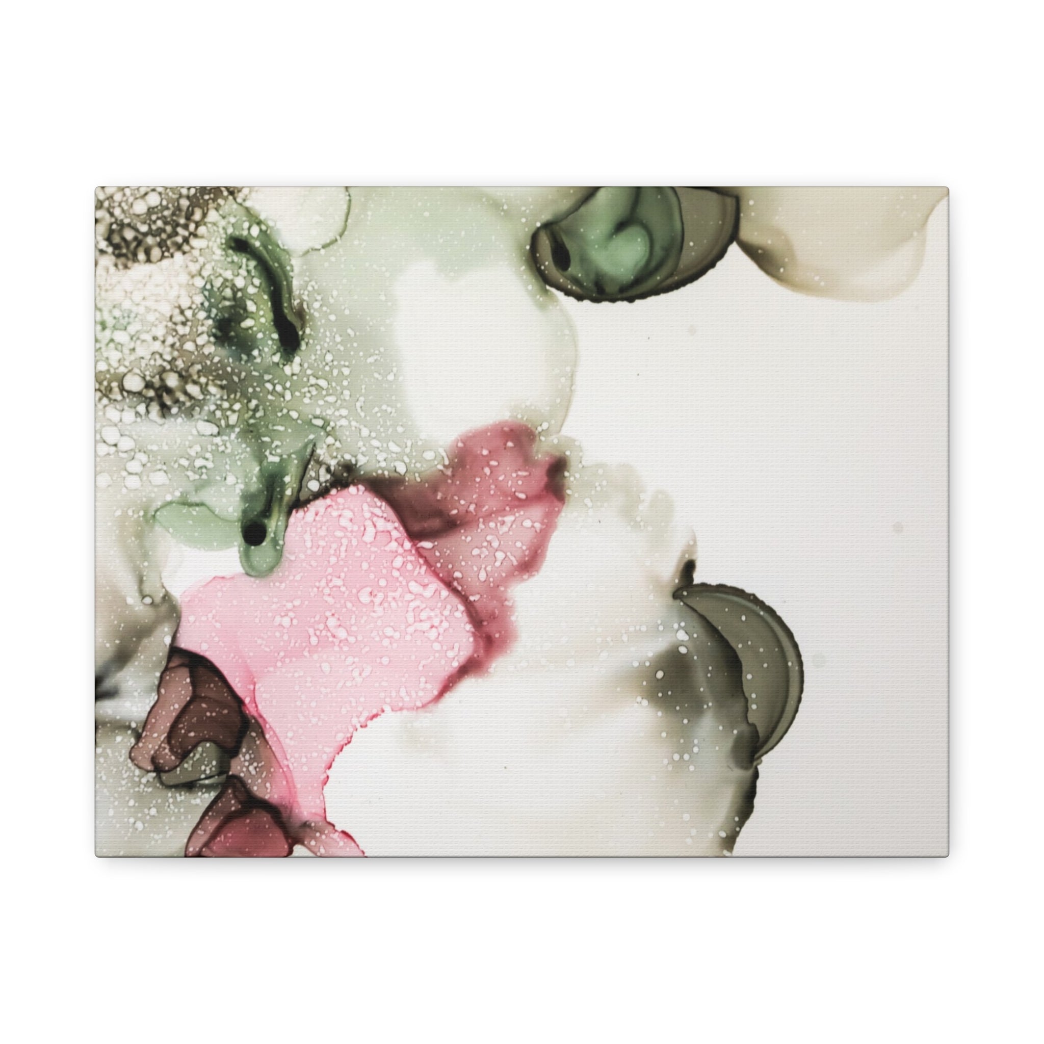 Abstract Pink & Sage Alcohol Ink Canvas Print — Modern Wall Art