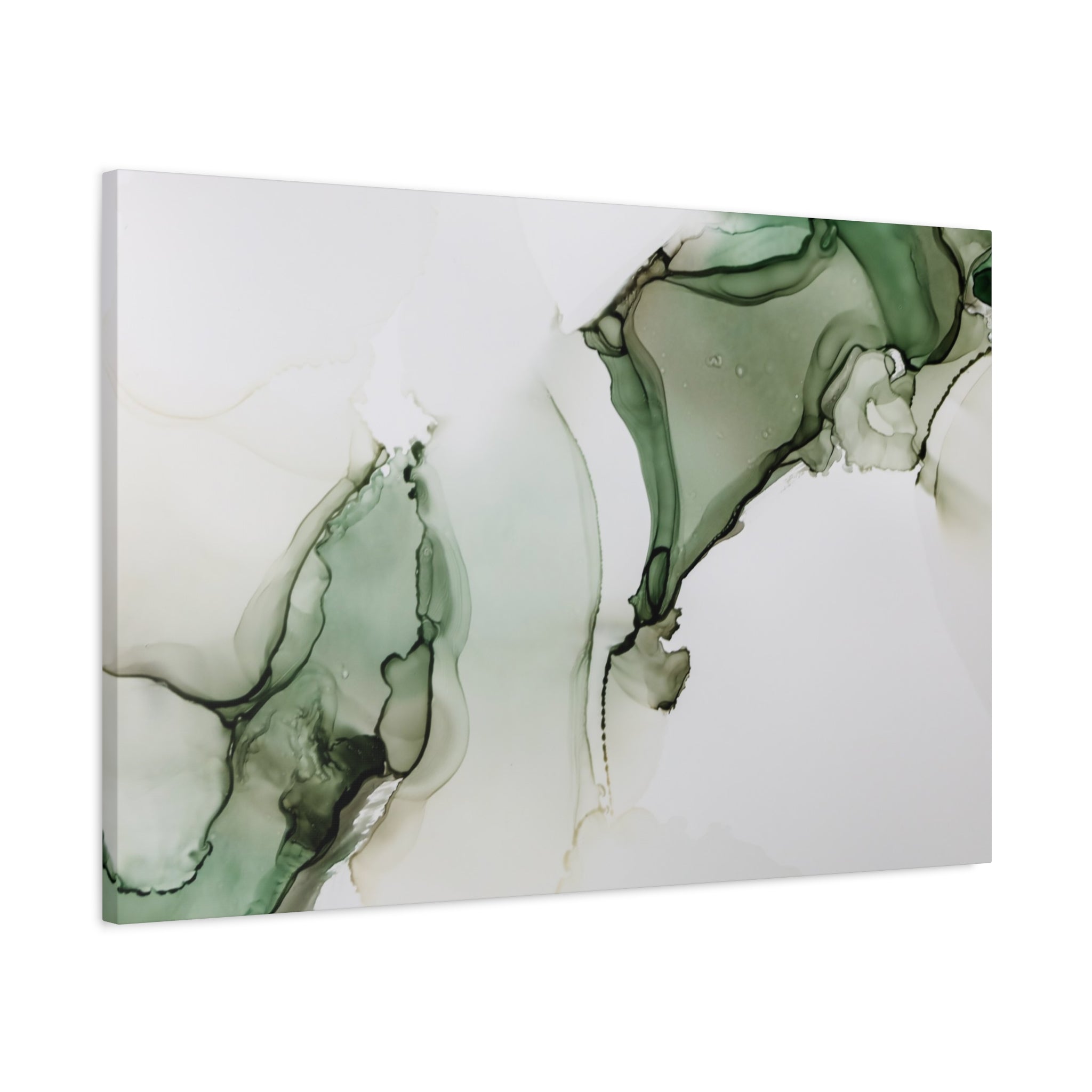 Green Ink Abstract Matte Canvas Print — Stretched 1.25" Wall Art