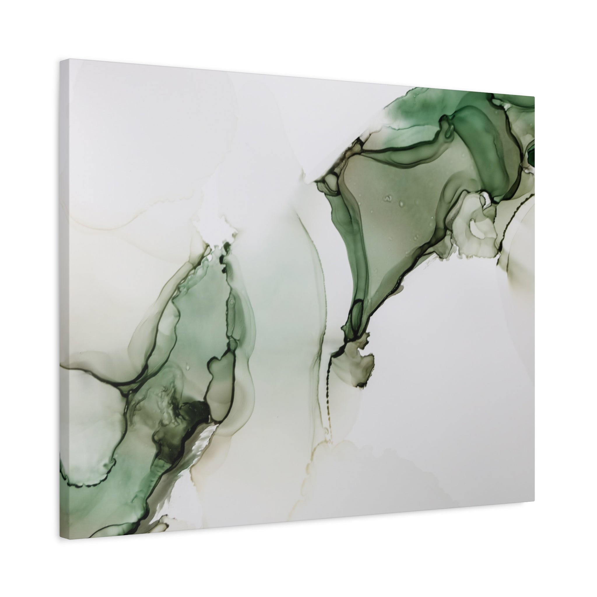 Green Ink Abstract Matte Canvas Print — Stretched 1.25" Wall Art