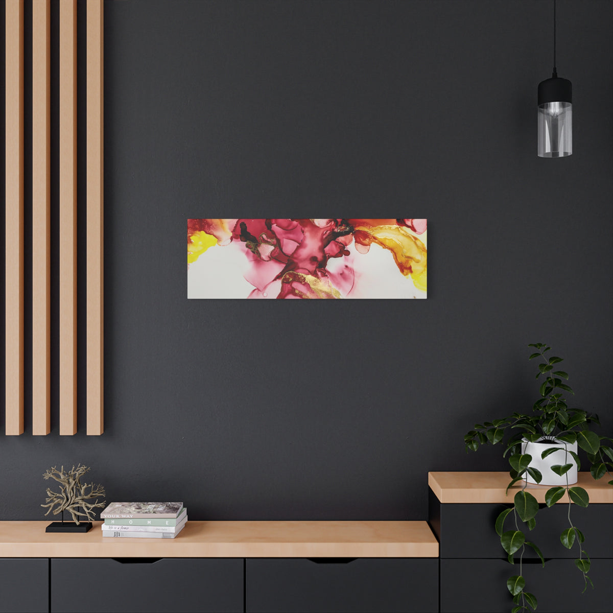 Abstract Pink & Gold Alcohol Ink Art Canvas Print — Matte Stretched Wall Art