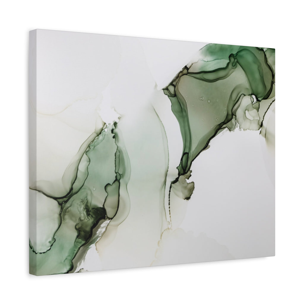 Green Ink Abstract Matte Canvas Print — Stretched 1.25" Wall Art