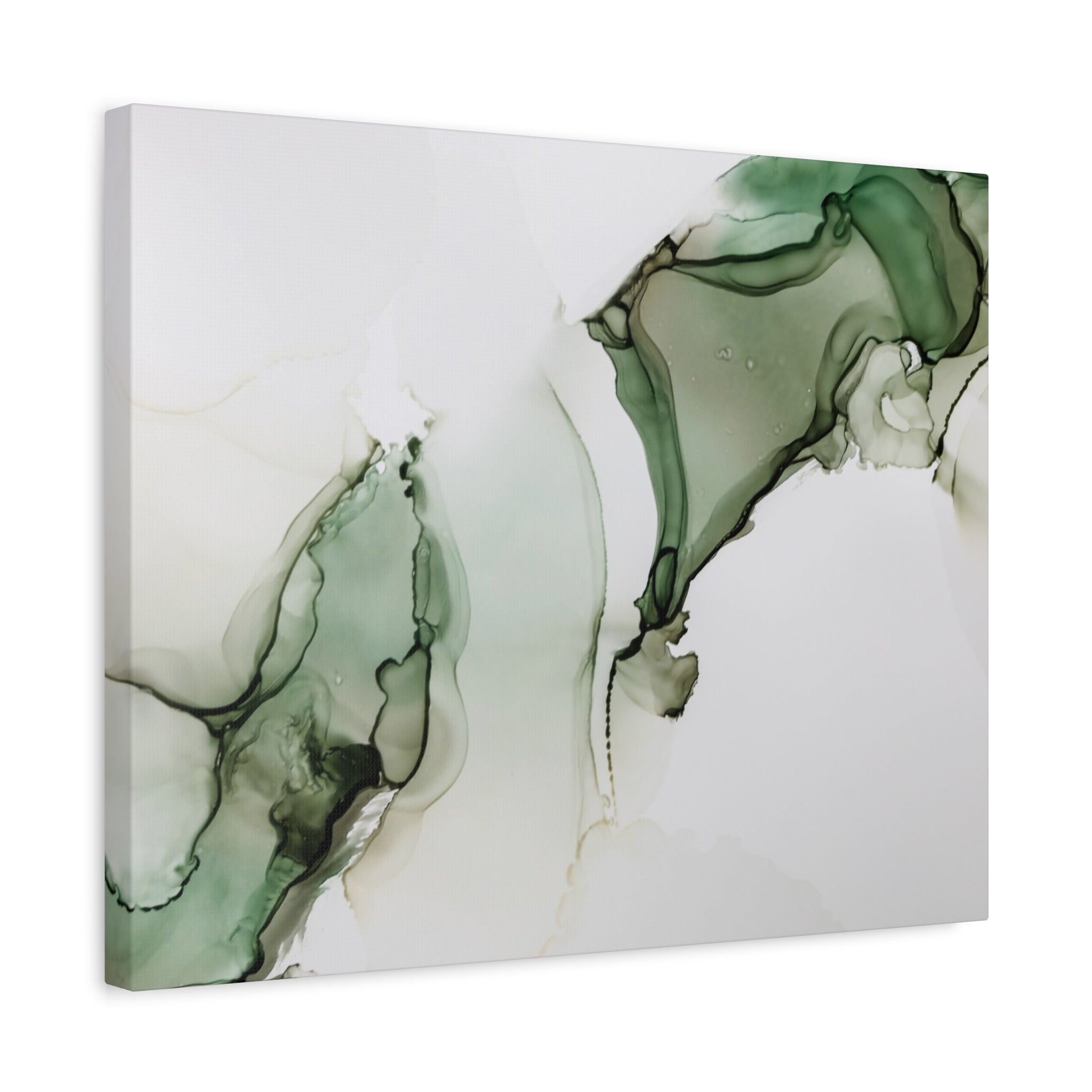 Green Ink Abstract Matte Canvas Print — Stretched 1.25" Wall Art