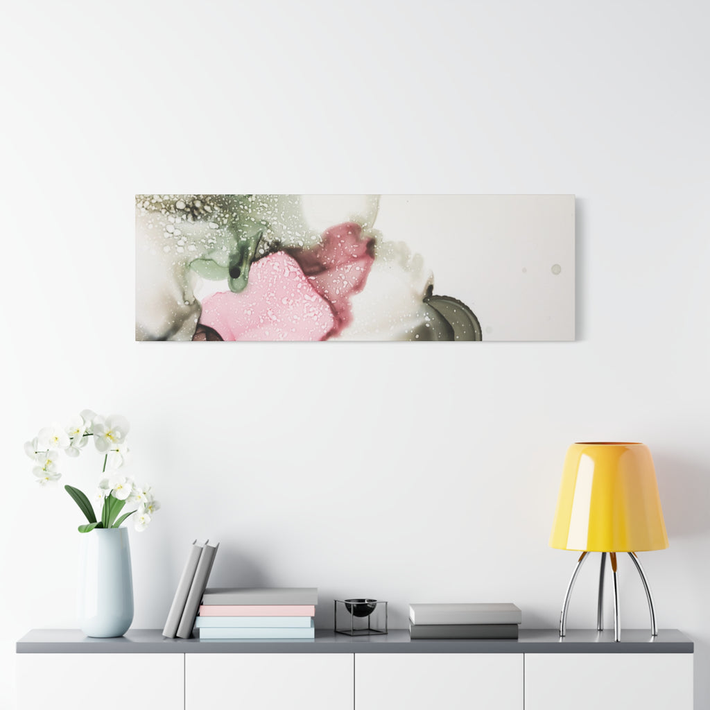 Abstract Pink & Sage Alcohol Ink Canvas Print — Modern Wall Art
