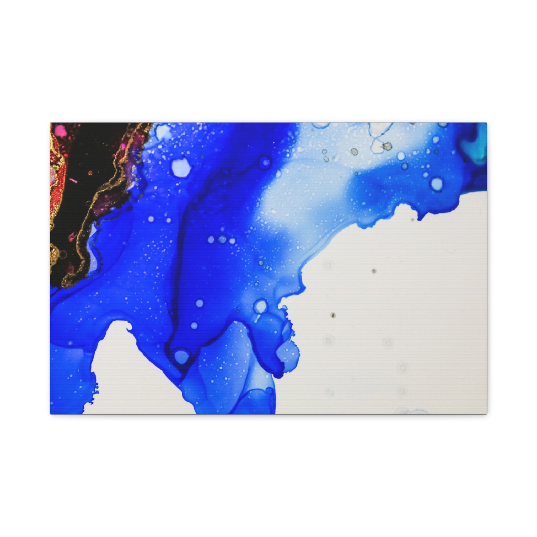 Abstract Blue Ink Art Canvas Print — Oceanic Fluid Painting
