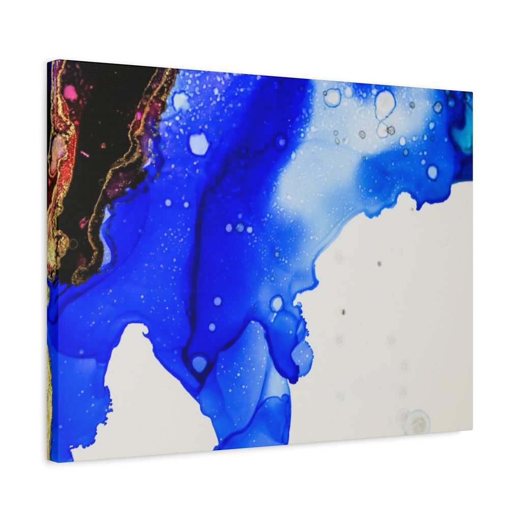 Abstract Blue Ink Art Canvas Print — Oceanic Fluid Painting