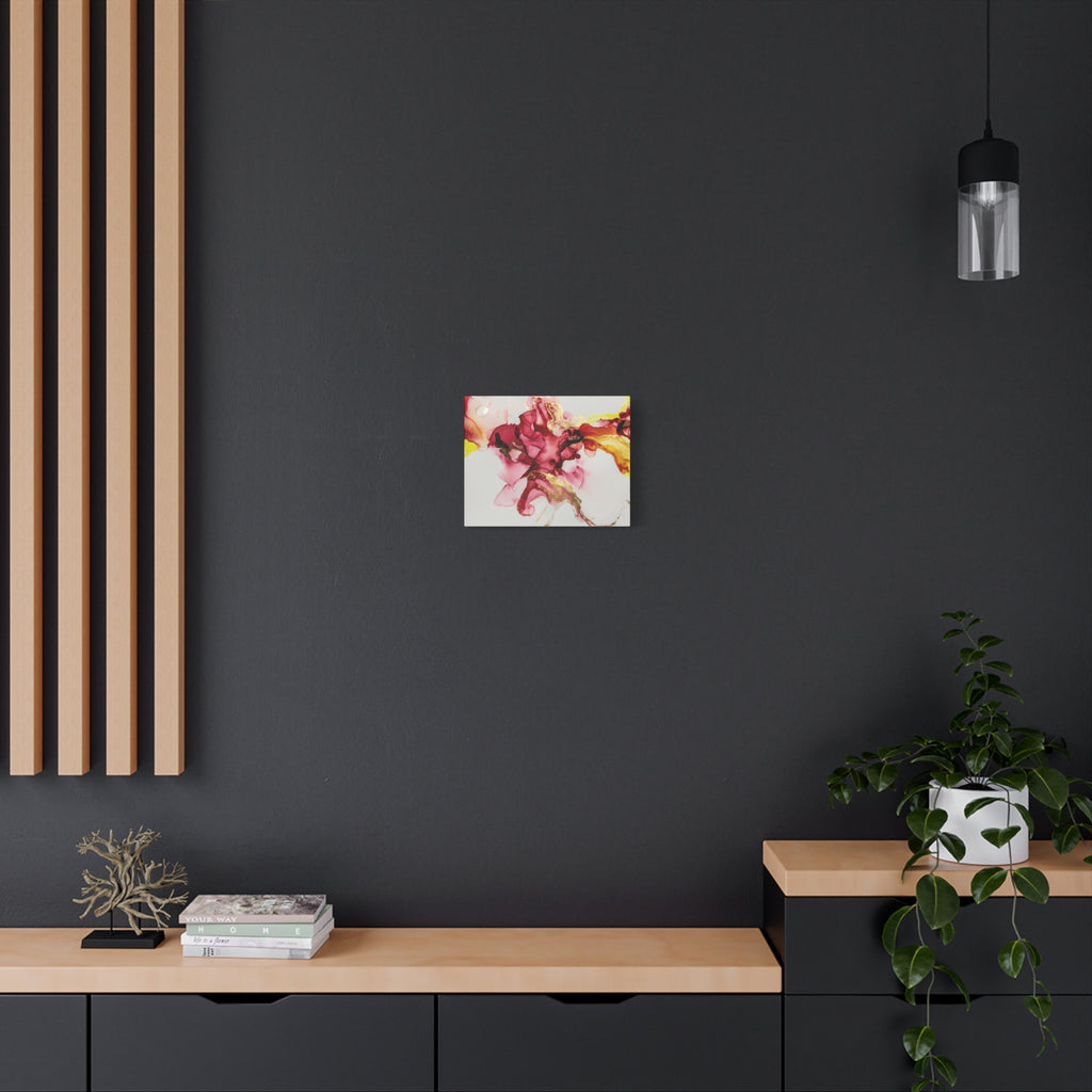 Abstract Pink & Gold Alcohol Ink Art Canvas Print — Matte Stretched Wall Art