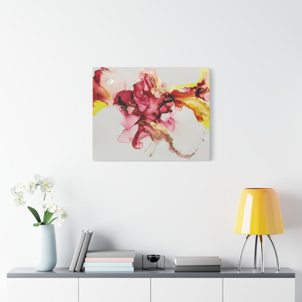 Abstract Pink & Gold Alcohol Ink Art Canvas Print — Matte Stretched Wall Art