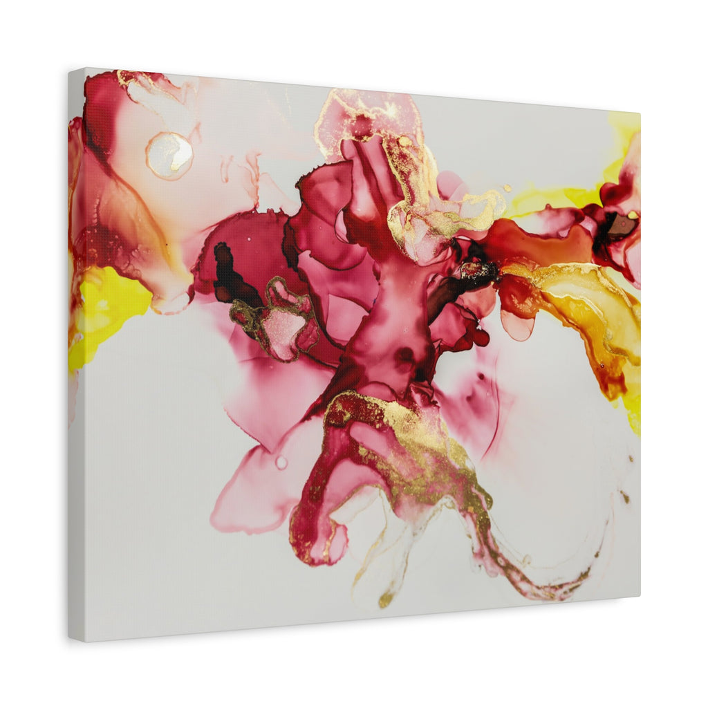 Abstract Pink & Gold Alcohol Ink Art Canvas Print — Matte Stretched Wall Art