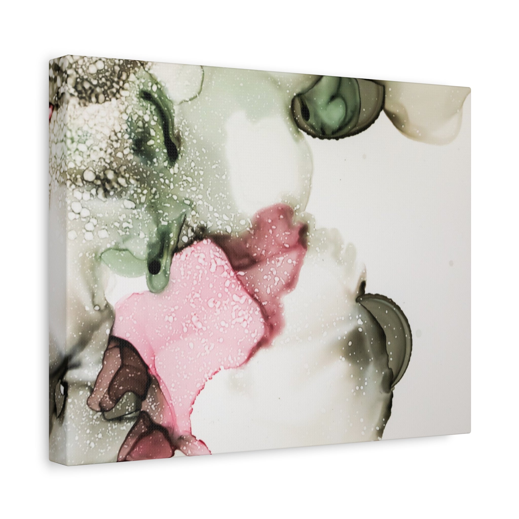 Abstract Pink & Sage Alcohol Ink Canvas Print — Modern Wall Art
