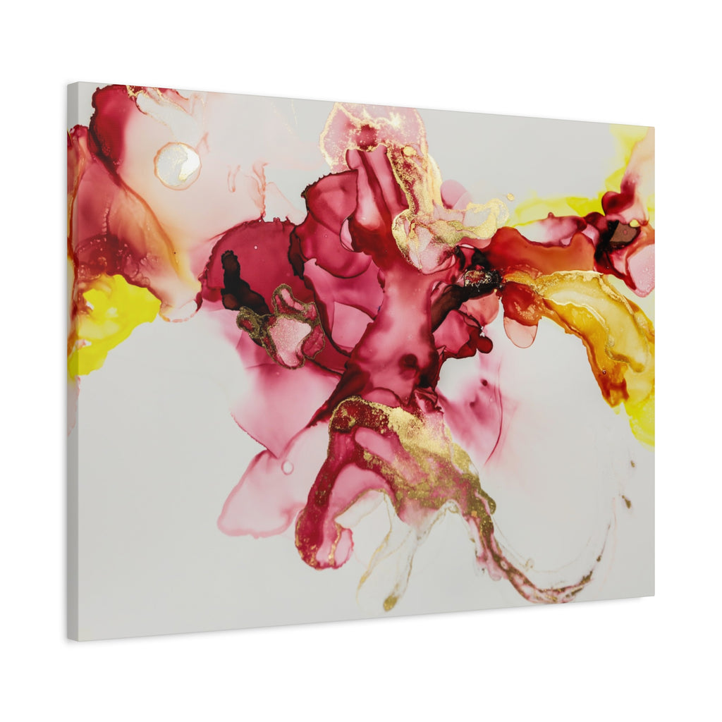 Abstract Pink & Gold Alcohol Ink Art Canvas Print — Matte Stretched Wall Art