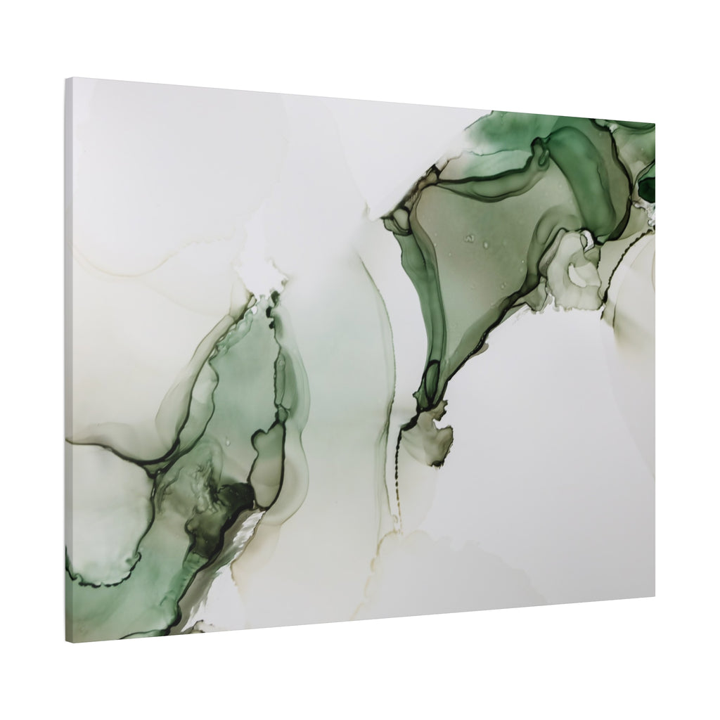Green Ink Abstract Matte Canvas Print — Stretched 1.25" Wall Art